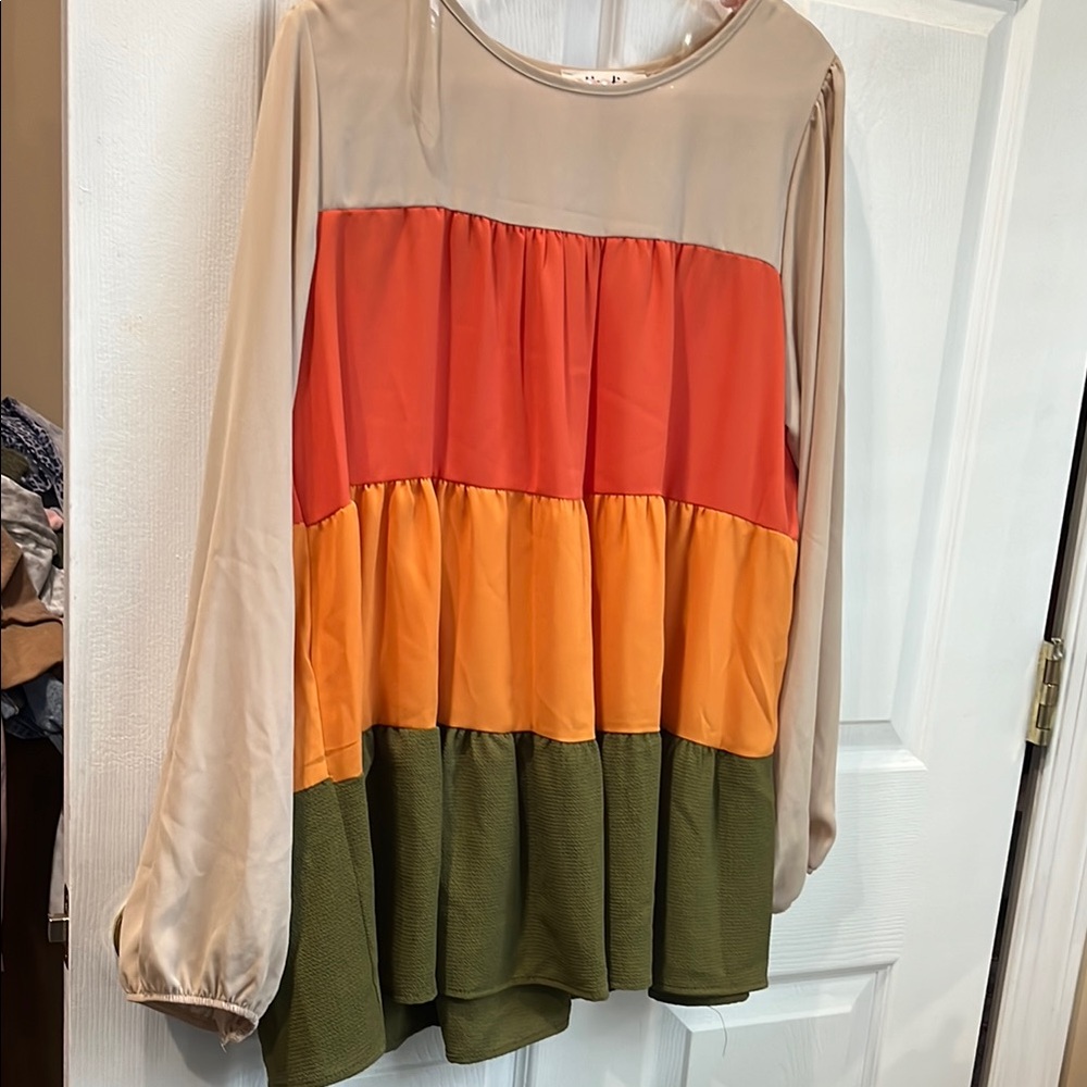 Haptics Colorblock Long Sleeve Blouse NWOT